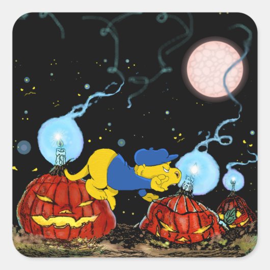 Ferald en de Rotten pomkins | Halloween Vierkante Sticker (Voorkant)
