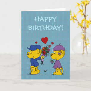 Ferald en Sahsha Ferret Birthday Kaart