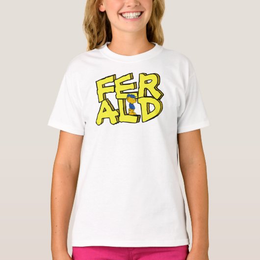 Ferald staand op zijn naam T-shirt (Voorkant)