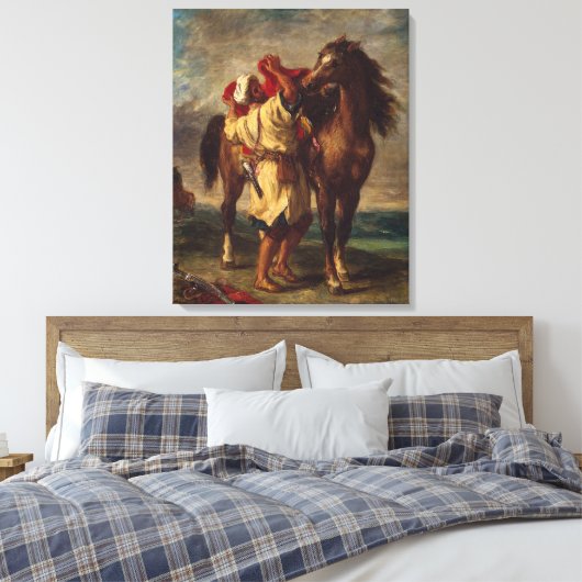 Ferdinand Delacroix Arab Saddling Zijn Horse Canvas Afdruk (Insitu (Slaapkamer))