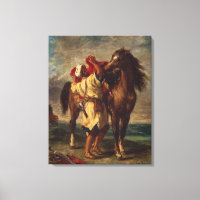 Ferdinand Delacroix Arab Saddling Zijn Horse
