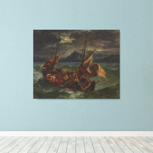 Ferdinand Delacroix Christus op het Zee van Galile Canvas Afdruk (Insitu (Houten vloer))
