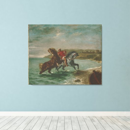 Ferdinand Delacroix Paarden die uit het Zee komen Canvas Afdruk (Insitu (Houten vloer))
