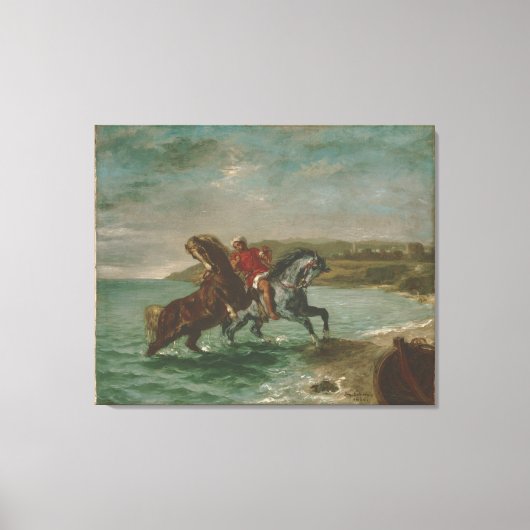 Ferdinand Delacroix Paarden die uit het Zee komen Canvas Afdruk (Voorkant)