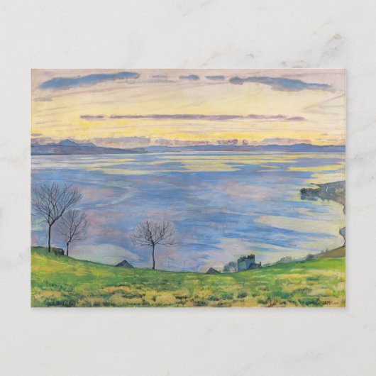 Ferdinand Hodler- Lake Genève op de avond Briefkaart (Voorkant)