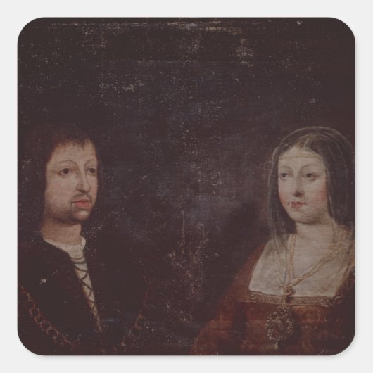 Ferdinand II van Aragón en Isabella I van Castilië Vierkante Sticker (Voorkant)