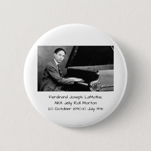 Ferdinand Joseph LaMothe, AKA Jelly Roll Morton Ronde Button 5,7 Cm (Voorkant)
