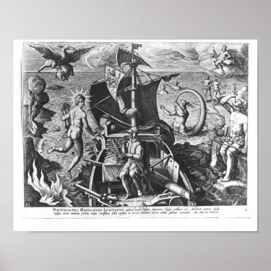 Ferdinand Magellan aan boord van zijn karavel, 152 Poster (Voorkant)