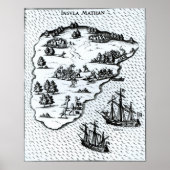 Ferdinand Magellan Fighting Natives on Island Poster (Voorkant)