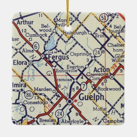 Fergus op  kaart keramisch ornament (Achterkant)