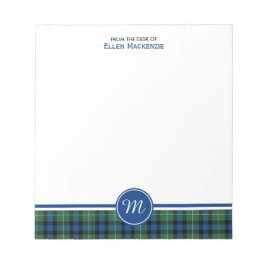 Ferguson Clan Green en Blue Tartan Monogram Notitieblok