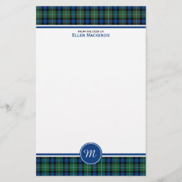 Ferguson Clan Tartan Blauw en Groen Monogram Briefpapier