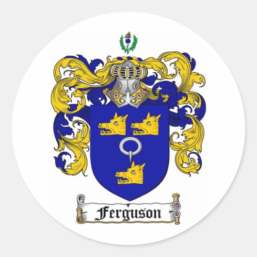 FERGUSON FAMILIE CREST - FERGUSON COAT WAPENS RONDE STICKER (Voorkant)
