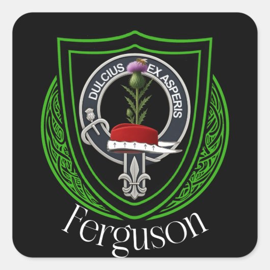 Ferguson Schotse Clan Crest Vierkante Sticker (Voorkant)