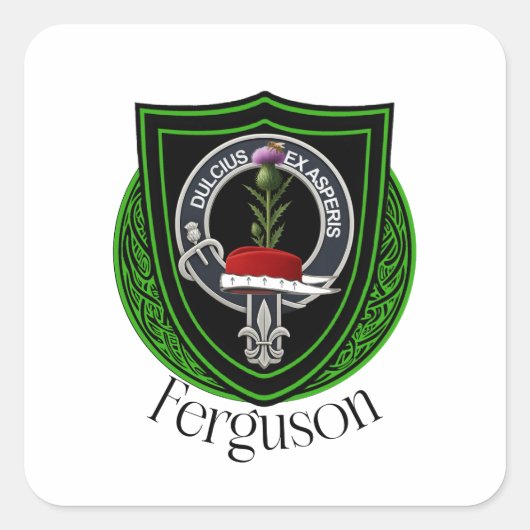 Ferguson Schotse Clan Crest Vierkante Sticker (Voorkant)