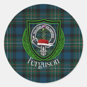 Ferguson Schotse Clan Tartan & Wapen Ronde Sticker