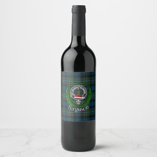 Ferguson Schotse Clans Tartan & Crest Wijn Etiket (Voorkant)