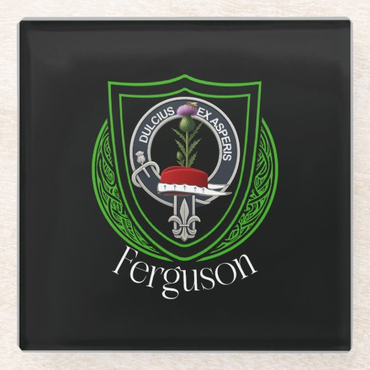 Ferguson Scottish Clan Crest Glazen Onderzetter (Voorkant)