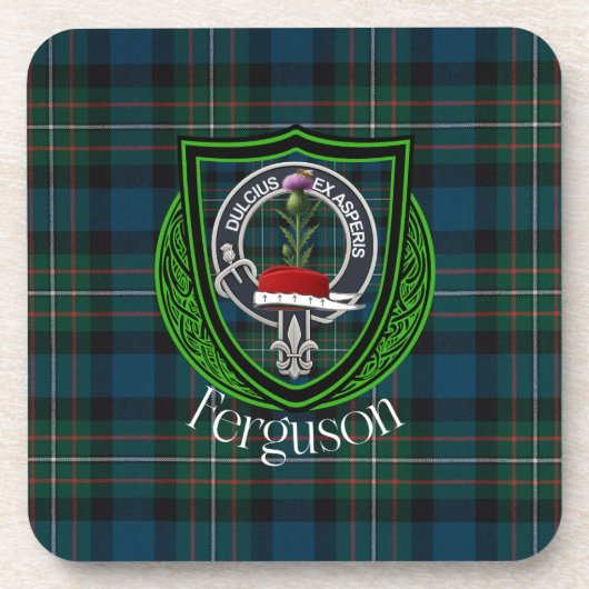Ferguson Scottish Clan Tartan & Crest Bier Onderzetter (Voorkant)