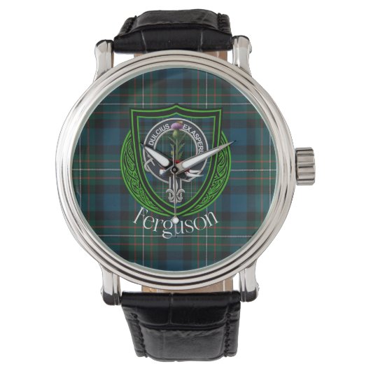 Ferguson Scottish Clan Tartan & Crest Horloge (Voorkant)
