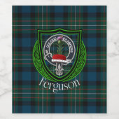 Ferguson Scottish Clan Tartan & Crest Wijn Etiket (Enkel label)
