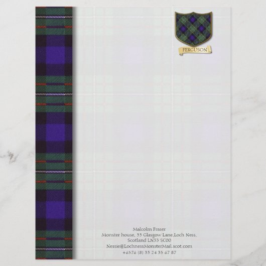 Ferguson tartan-ontwerppapier gepersonaliseerd briefhoofd (Voorkant)