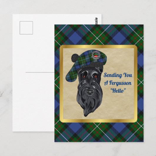 Fergusson Clan Badge & Tartan Briefkaart (Voorkant / Achterkant)