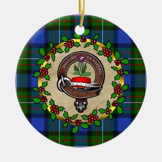 Fergusson Clan Badge & Tartan Persoonlijke mas Keramisch Ornament (Voorkant)