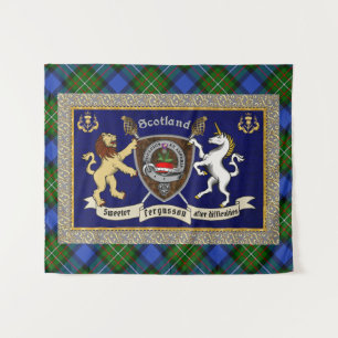 Fergusson Clan Badge & Tartan w/Motto Wandkleed
