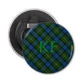 Fergusson Officiële Tartan met monogram / initiale Button Flesopener (Voorkant)