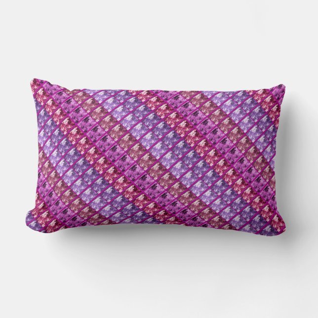 Fern Art/Photo Diag Strip Blue/Purpl Lumbar Pillow Kussen (Voorkant)