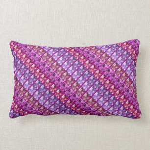 Fern Art/Photo Diag Strip Blue/Purpl Lumbar Pillow Kussen