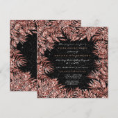 Fern Bladeren Frame Roze Goud Koper Zwart Glitter Kaart (Voorkant / Achterkant)