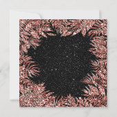 Fern Bladeren Frame Roze Goud Koper Zwart Glitter Kaart (Achterkant)