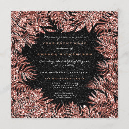 Fern Bladeren Frame Roze Goud Koper Zwart Glitter Kaart
