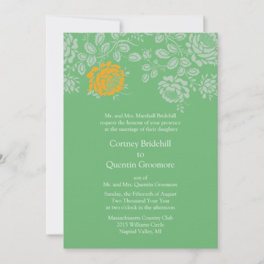 Fern Bold Colored Wedding Invitation Kaart (Voorkant)