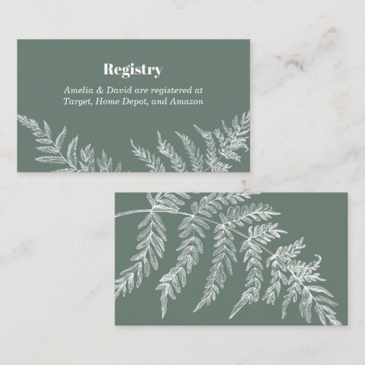 Fern Botanical Bridal Registry Insert Kaart Visitekaartje (Voorkant / Achterkant)