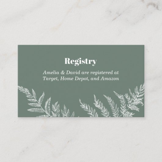 Fern Botanical Bridal Registry Insert Kaart Visitekaartje (Voorkant)
