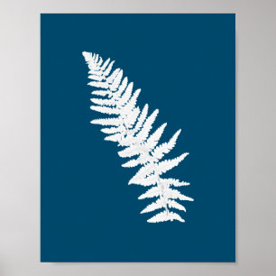 Fern Botanical Plant Waterverf Painting SunPrint Poster