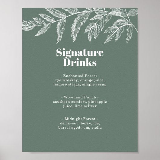 Fern Botanisch Bos Signature Dranken Menu Poster (Voorkant)