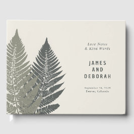 Fern Botanische Moderne Minimale Bosbouw Bruiloft Gastenboek