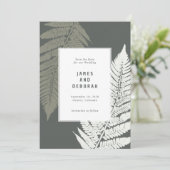 Fern Botanische Moderne Minimale Bosbouw Bruiloft Save The Date (Staand voorkant)