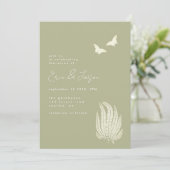 Fern & Butterflies | Uitnodiging tot weddenschappe (Staand voorkant)