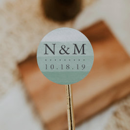 Fern | Dip Dye Waterverf Wedding Monogram Ronde Sticker