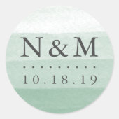 Fern | Dip Dye Waterverf Wedding Monogram Ronde Sticker (Voorkant)