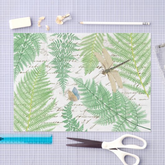  Fern Dragonfly Butterfly Franse ontkoppeling Tissuepapier (Craft)