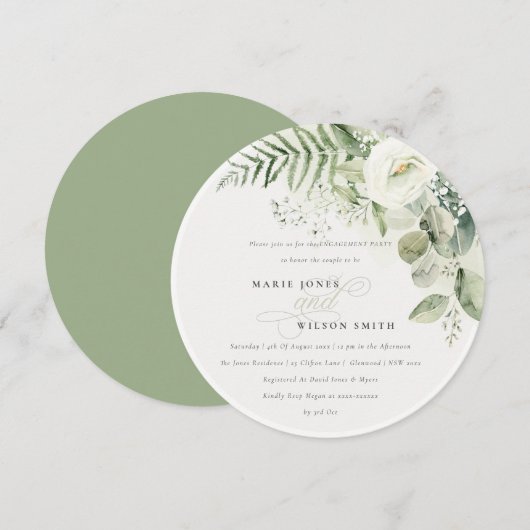 Fern Eucalyptus Greenery Foliage Engagement Kaart (Voorkant / Achterkant)