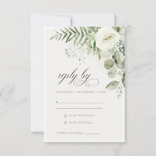 Fern Eucalyptus Greenery Foliage Wedding RSVP Kaart (Voorkant)