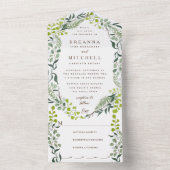 Fern Eucalyptus Hand-Drawn Greenery Wedding All In One Uitnodiging (Binnen)