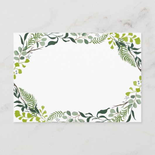 Fern Eucalyptus Hand-Drawn Greenery Wedding Informatiekaartje (Achterkant)
